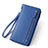 Handtasche Clutch Handbag Leder Silkworm Universal T01 Blau