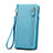 Handtasche Clutch Handbag Leder Silkworm Universal T01 Hellblau