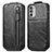 Handyhülle Hülle Flip Tasche Leder für Motorola Moto G52j 5G Schwarz