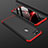 Handyhülle Hülle Kunststoff Schutzhülle Tasche Matt Vorder und Rückseite 360 Grad für Oppo A7 Rot und Schwarz