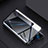 Handyhülle Hülle Luxus Aluminium Metall Rahmen Spiegel 360 Grad Ganzkörper Tasche für Oppo A91 Schwarz