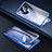Handyhülle Hülle Luxus Aluminium Metall Rahmen Spiegel 360 Grad Ganzkörper Tasche für Oppo Ace2 Blau