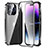 Handyhülle Hülle Luxus Aluminium Metall Rahmen Spiegel 360 Grad Ganzkörper Tasche LO1 für Apple iPhone 14 Pro Schwarz