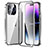 Handyhülle Hülle Luxus Aluminium Metall Rahmen Spiegel 360 Grad Ganzkörper Tasche LO1 für Apple iPhone 14 Pro Silber