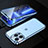 Handyhülle Hülle Luxus Aluminium Metall Rahmen Spiegel 360 Grad Ganzkörper Tasche M01 für Apple iPhone 13 Pro Max Blau