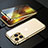 Handyhülle Hülle Luxus Aluminium Metall Rahmen Spiegel 360 Grad Ganzkörper Tasche M01 für Apple iPhone 13 Pro Max Gold