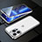 Handyhülle Hülle Luxus Aluminium Metall Rahmen Spiegel 360 Grad Ganzkörper Tasche M01 für Apple iPhone 13 Pro Max Silber