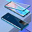Handyhülle Hülle Luxus Aluminium Metall Rahmen Spiegel 360 Grad Ganzkörper Tasche M01 für Huawei Honor 30S Blau