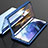Handyhülle Hülle Luxus Aluminium Metall Rahmen Spiegel 360 Grad Ganzkörper Tasche M01 für Samsung Galaxy S21 Plus 5G Blau