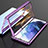 Handyhülle Hülle Luxus Aluminium Metall Rahmen Spiegel 360 Grad Ganzkörper Tasche M01 für Samsung Galaxy S21 Plus 5G Violett