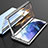 Handyhülle Hülle Luxus Aluminium Metall Rahmen Spiegel 360 Grad Ganzkörper Tasche M01 für Samsung Galaxy S23 5G Silber