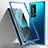 Handyhülle Hülle Luxus Aluminium Metall Rahmen Spiegel 360 Grad Ganzkörper Tasche T01 für Huawei P40 Pro+ Plus Blau
