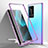 Handyhülle Hülle Luxus Aluminium Metall Rahmen Spiegel 360 Grad Ganzkörper Tasche T01 für Huawei P40 Pro+ Plus Violett
