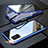 Handyhülle Hülle Luxus Aluminium Metall Rahmen Spiegel 360 Grad Ganzkörper Tasche T01 für Samsung Galaxy A51 5G Blau