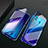 Handyhülle Hülle Luxus Aluminium Metall Rahmen Spiegel 360 Grad Ganzkörper Tasche T01 für Xiaomi Redmi Note 8 Blau