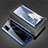 Handyhülle Hülle Luxus Aluminium Metall Rahmen Spiegel 360 Grad Ganzkörper Tasche T02 für Oppo A52 Blau