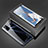 Handyhülle Hülle Luxus Aluminium Metall Rahmen Spiegel 360 Grad Ganzkörper Tasche T02 für Oppo A52 Schwarz