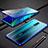 Handyhülle Hülle Luxus Aluminium Metall Rahmen Spiegel 360 Grad Tasche für Realme X Blau