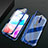 Handyhülle Hülle Luxus Aluminium Metall Rahmen Spiegel 360 Grad Tasche für Xiaomi Redmi 8 Blau