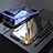 Handyhülle Hülle Luxus Aluminium Metall Rahmen Spiegel 360 Grad Tasche M01 für Apple iPhone 8 Plus Blau