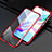 Handyhülle Hülle Luxus Aluminium Metall Rahmen Spiegel 360 Grad Tasche M04 für Oppo A9 (2020) Rot