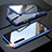 Handyhülle Hülle Luxus Aluminium Metall Rahmen Spiegel 360 Grad Tasche M06 für Oppo K5 Blau
