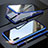 Handyhülle Hülle Luxus Aluminium Metall Rahmen Spiegel 360 Grad Tasche T02 für Samsung Galaxy A70 Blau