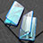 Handyhülle Hülle Luxus Aluminium Metall Rahmen Spiegel 360 Grad Tasche T03 für Oppo K1 Blau