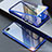 Handyhülle Hülle Luxus Aluminium Metall Rahmen Spiegel 360 Grad Tasche T08 für Oppo K1 Blau