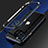 Handyhülle Hülle Luxus Aluminium Metall Rahmen Tasche N01 für Apple iPhone 12 Pro Blau und Schwarz