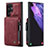 Handyhülle Hülle Luxus Leder Schutzhülle C01S für Samsung Galaxy S21 Ultra 5G Rot