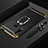 Handyhülle Hülle Luxus Metall Rahmen und Kunststoff Schutzhülle Hartschalen Tasche mit Fingerring Ständer A01 für Huawei Enjoy 10 Plus Schwarz