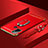 Handyhülle Hülle Luxus Metall Rahmen und Kunststoff Schutzhülle Hartschalen Tasche mit Fingerring Ständer A01 für Oppo A53s Rot