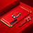 Handyhülle Hülle Luxus Metall Rahmen und Kunststoff Schutzhülle Hartschalen Tasche mit Fingerring Ständer und Lanyard für Realme X3 SuperZoom Rot