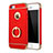 Handyhülle Hülle Luxus Metall Rahmen und Kunststoff Schutzhülle Tasche mit Fingerring Ständer A02 für Apple iPhone SE Rot