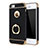 Handyhülle Hülle Luxus Metall Rahmen und Kunststoff Schutzhülle Tasche mit Fingerring Ständer A02 für Apple iPhone SE Schwarz