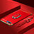 Handyhülle Hülle Luxus Metall Rahmen und Kunststoff Schutzhülle Tasche mit Fingerring Ständer T02 für Oppo R15X Rot