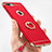 Handyhülle Hülle Luxus Metall Rahmen und Kunststoff Schutzhülle Tasche mit Fingerring Ständer und Lanyard A01 für Apple iPhone 7 Plus Rot