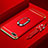Handyhülle Hülle Luxus Metall Rahmen und Kunststoff Schutzhülle Tasche mit Fingerring Ständer und Lanyard für Huawei Honor 7S Rot