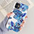 Handyhülle Silikon Hülle Gummi Schutzhülle Blumen für Apple iPhone 11 Blau