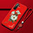 Handyhülle Silikon Hülle Gummi Schutzhülle Flexible Blumen K02 für Huawei Nova 7 SE 5G Rot