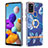 Handyhülle Silikon Hülle Gummi Schutzhülle Flexible Modisch Muster mit Fingerring Ständer Y06B für Samsung Galaxy A21s Blau