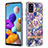Handyhülle Silikon Hülle Gummi Schutzhülle Flexible Modisch Muster mit Fingerring Ständer Y06B für Samsung Galaxy A21s Helles Lila