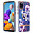Handyhülle Silikon Hülle Gummi Schutzhülle Flexible Modisch Muster mit Fingerring Ständer Y06B für Samsung Galaxy A21s Violett