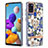 Handyhülle Silikon Hülle Gummi Schutzhülle Flexible Modisch Muster mit Fingerring Ständer Y06B für Samsung Galaxy A21s Weiß