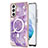 Handyhülle Silikon Hülle Gummi Schutzhülle Flexible Modisch Muster mit Mag-Safe Magnetic Magnetisch für Samsung Galaxy S21 FE 5G Violett