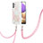 Handyhülle Silikon Hülle Gummi Schutzhülle Flexible Modisch Muster mit Schlüsselband Lanyard Y01B für Samsung Galaxy A23 5G Rosa