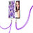 Handyhülle Silikon Hülle Gummi Schutzhülle Flexible Modisch Muster mit Schlüsselband Lanyard Y01B für Samsung Galaxy A42 5G Violett