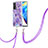 Handyhülle Silikon Hülle Gummi Schutzhülle Flexible Modisch Muster mit Schlüsselband Lanyard Y01B für Xiaomi Mi 10T 5G Violett