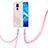 Handyhülle Silikon Hülle Gummi Schutzhülle Flexible Modisch Muster mit Schlüsselband Lanyard Y01B für Xiaomi Redmi 10X 4G Rosa